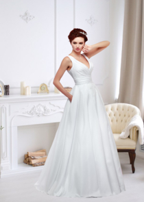 А-Силуэтное свадебное платье с V-вырезом