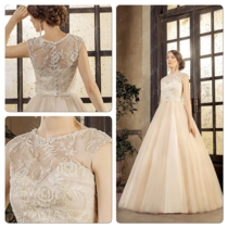 Свадебное платье-трансформер со съемной маечкой. Майка расшита по орнаменту мелкими бусинами. Цвет платя Айвори, Пудра, Капучино